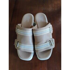 Sorel Joanie III Beige Chalk Leather Wedge Platform Mule Sandal Women's 7.5 EUC
